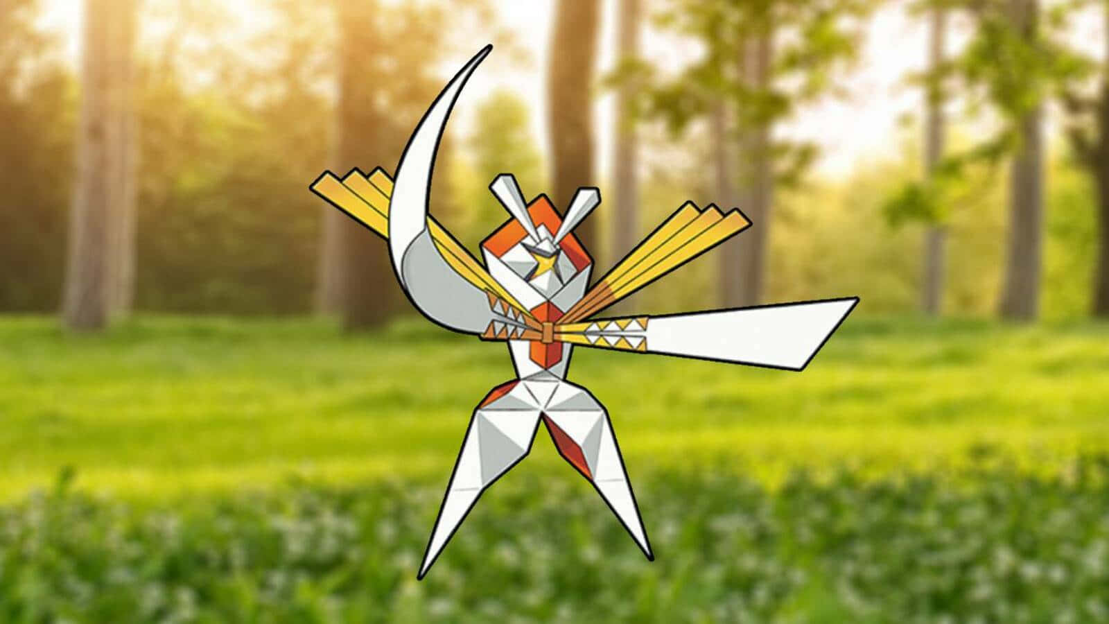 Kartana Pokemon With Blurred Nature Background Wallpaper