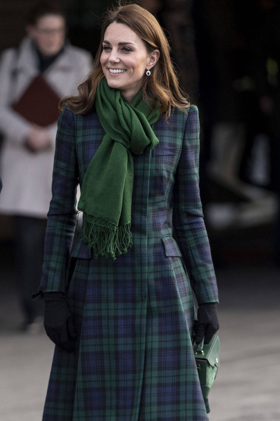 Kate Middleton In Plaid Blue & Green Wallpaper