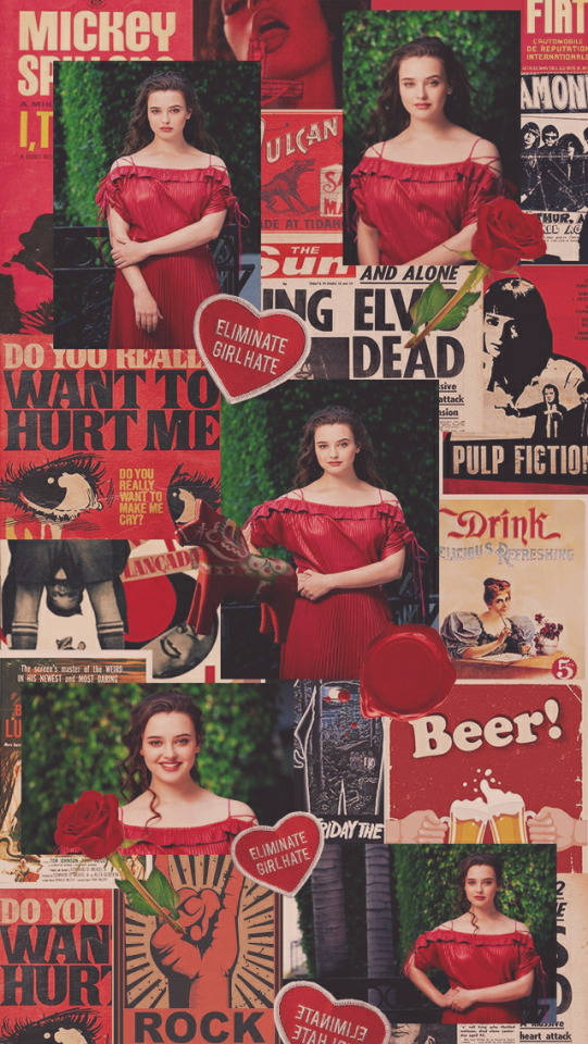 Katherine Langford Red Aesthetic Wallpaper