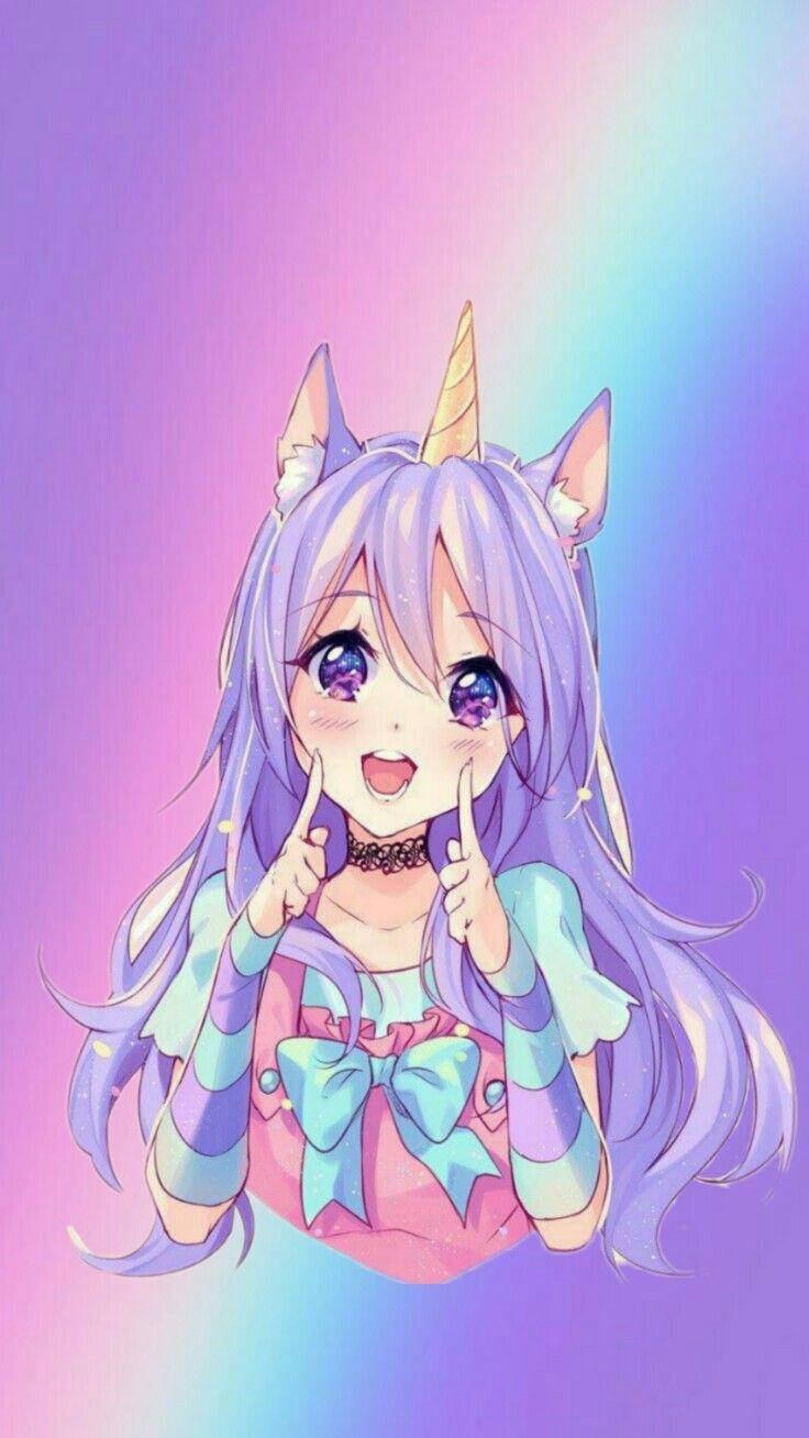 Kawaii Anime Girl Unicorn Wallpaper