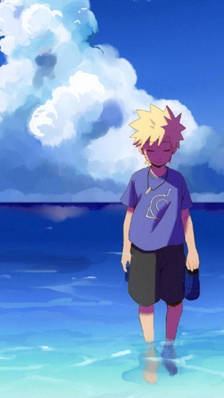 Kawaii Anime Naruto On Beach Wallpaper