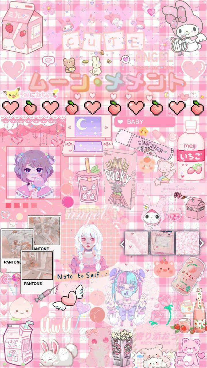 Kawaii Collage Pink Aesthetic Wallpaper