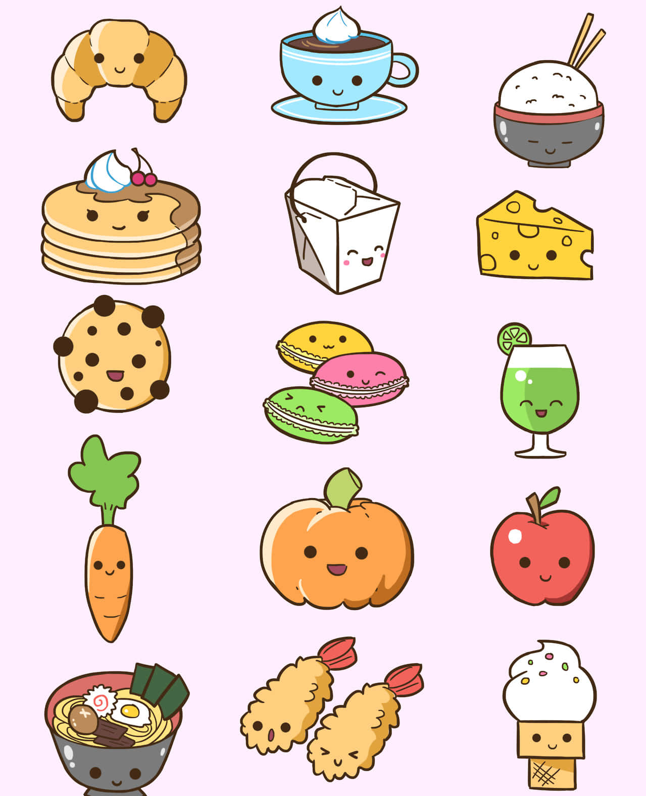 Kawaii Food Explosion In Pastel Colors Wallpaper