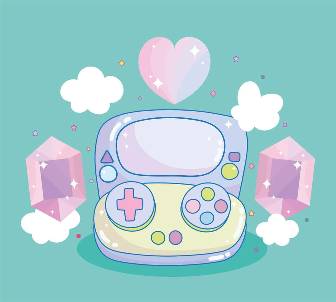 Kawaii Gaming Setup With Cute Characters Wallpaper