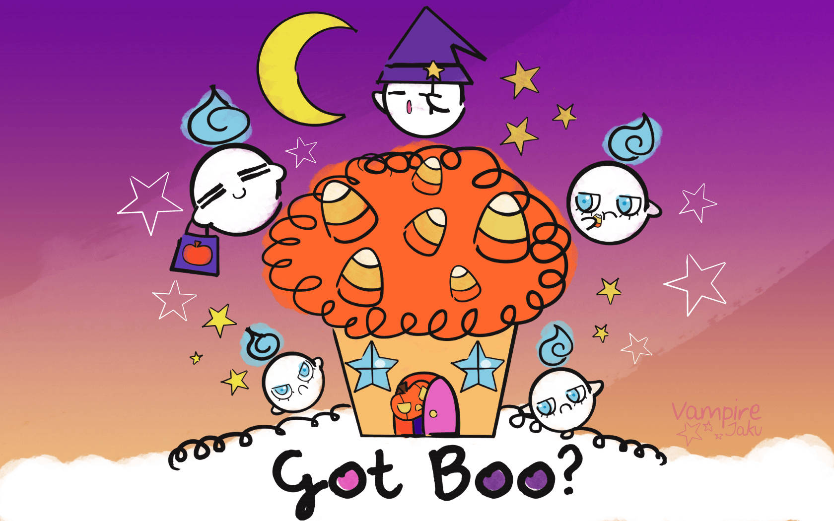 Kawaii Halloween Ghosts Wallpaper