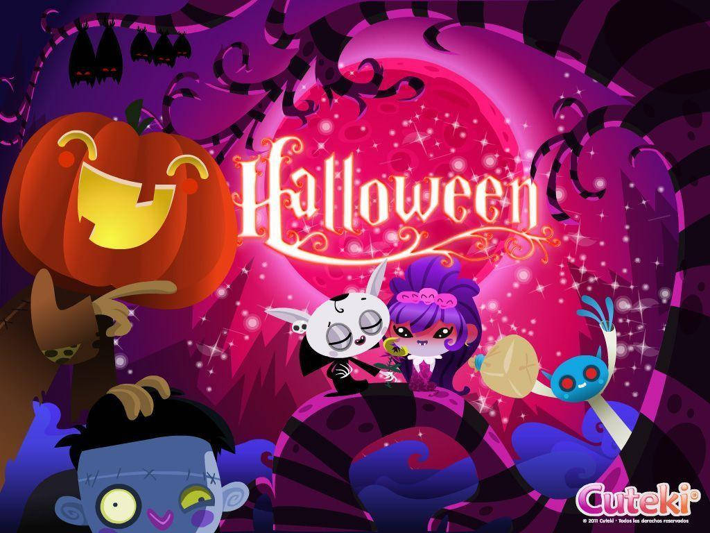 Kawaii Halloween Scary Creatures Wallpaper