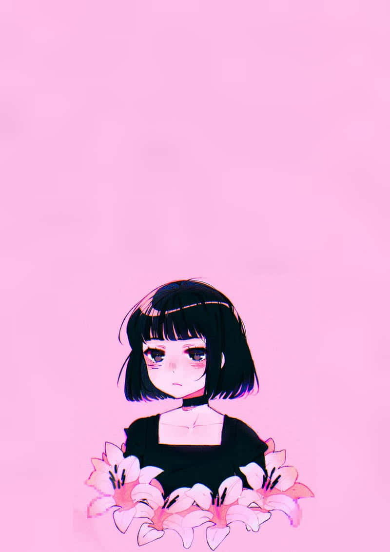 Kawaii Pink Aesthetic Anime Girl Wallpaper