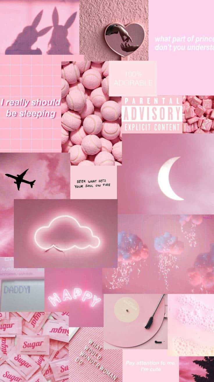 Kawaii Pink Aesthetic Collage Wallpaper