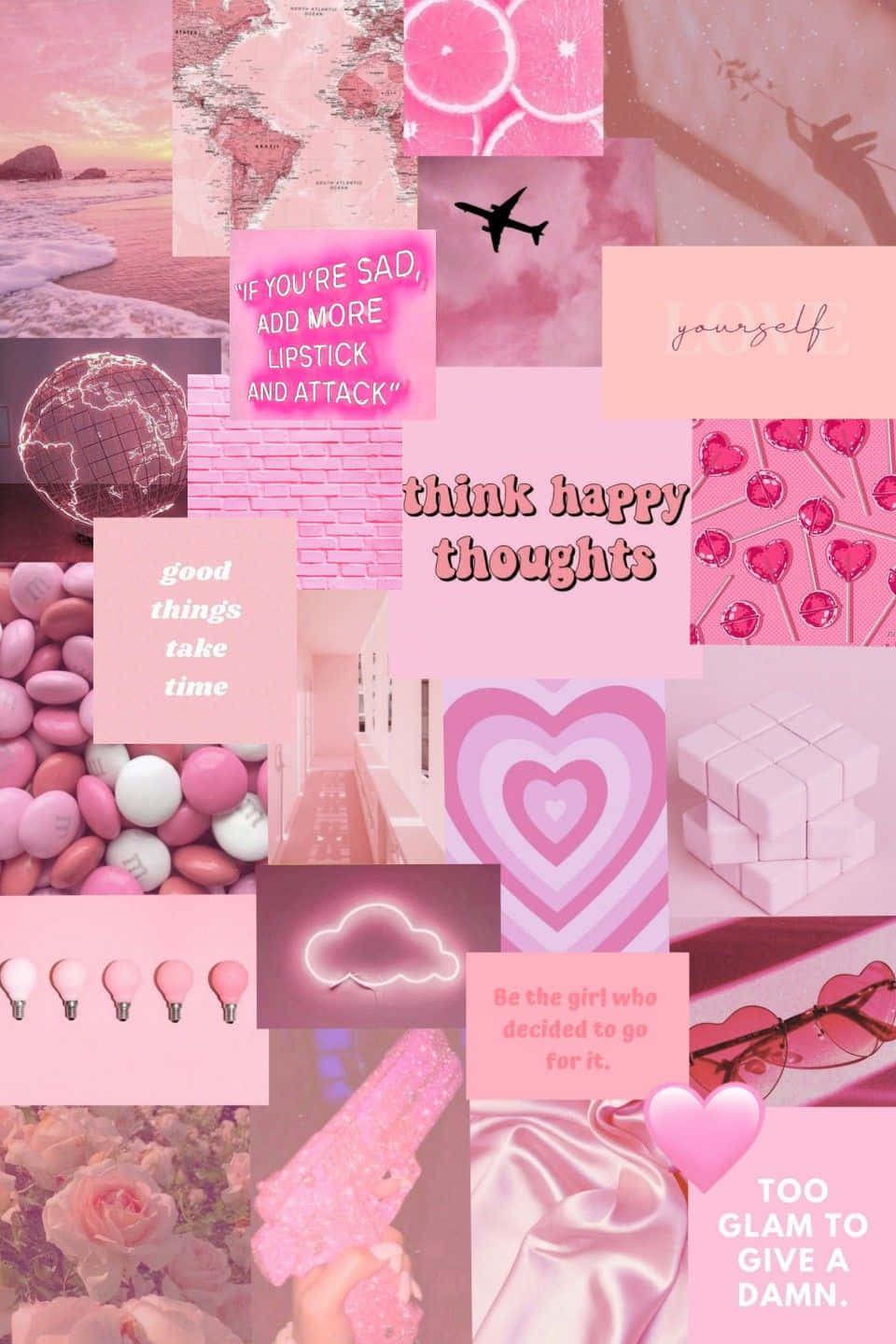 Kawaii Pink Aesthetic Collage Wallpaper