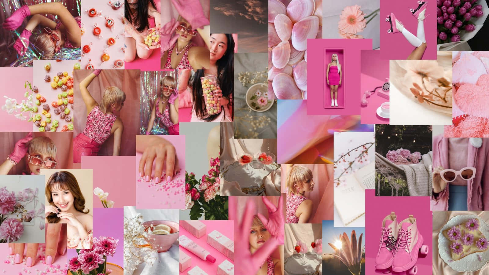 Kawaii Pink Aesthetic Collage Wallpaper