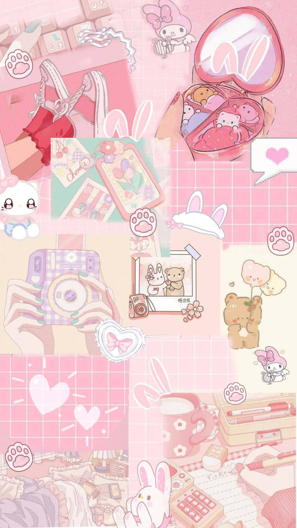 Kawaii Pink Aesthetic Collage Wallpaper