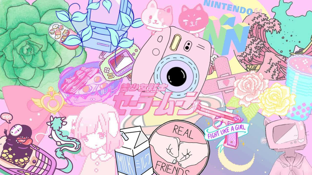 Kawaii Pink Aesthetic Desktop Wallpaper Wallpaper