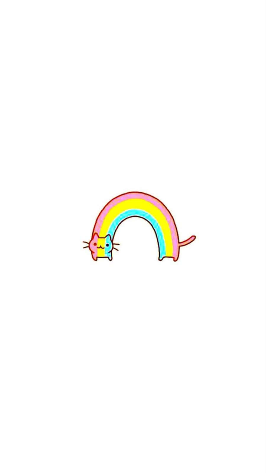 Kawaii Rainbow Over Clouds Wallpaper