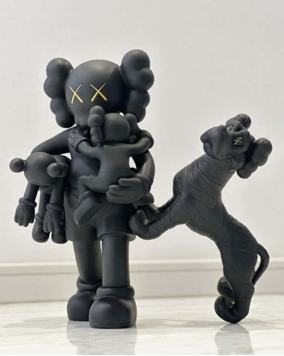 Kaws And Dog Black And White Wallpaper