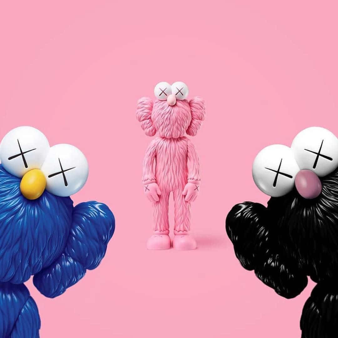 Kaws Bff Pink Art: A Striking Contemporary Classic Wallpaper