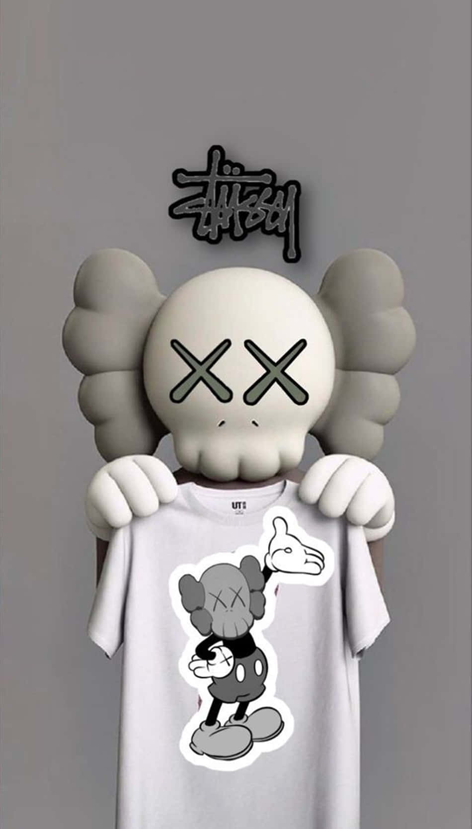 Kaws Black And White Holding A Shirt Wallpaper