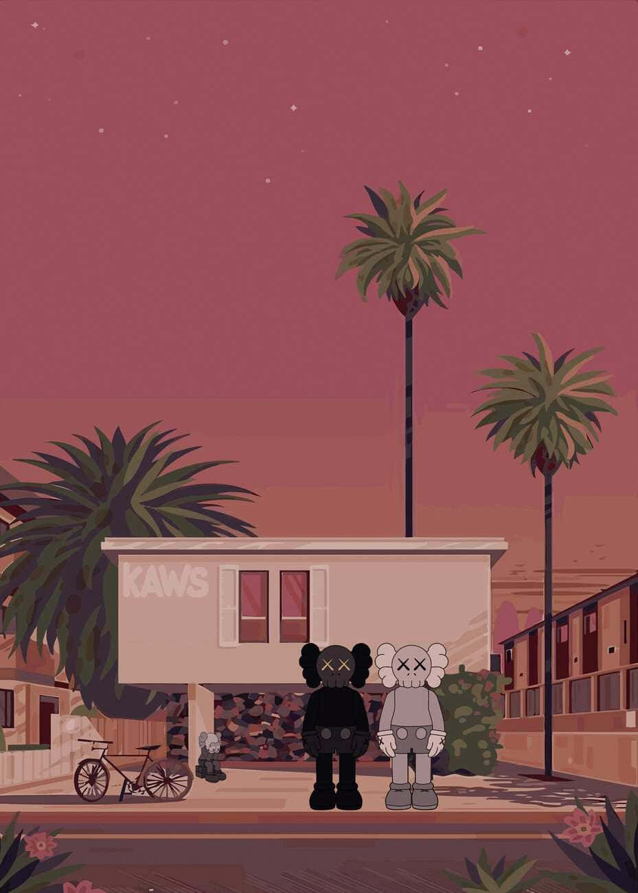 Kaws Companions Under Starry Skies Wallpaper