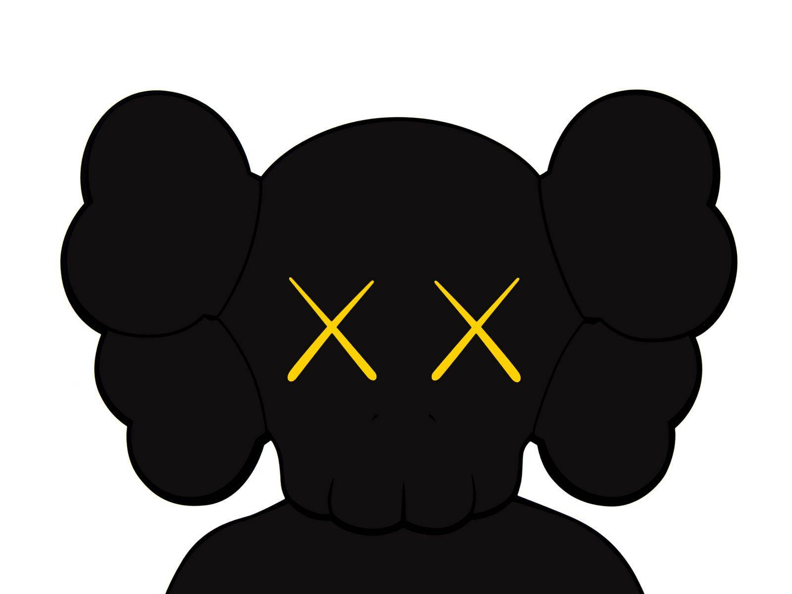 Kaws Pc Black With Yellow X Eyes Wallpaper