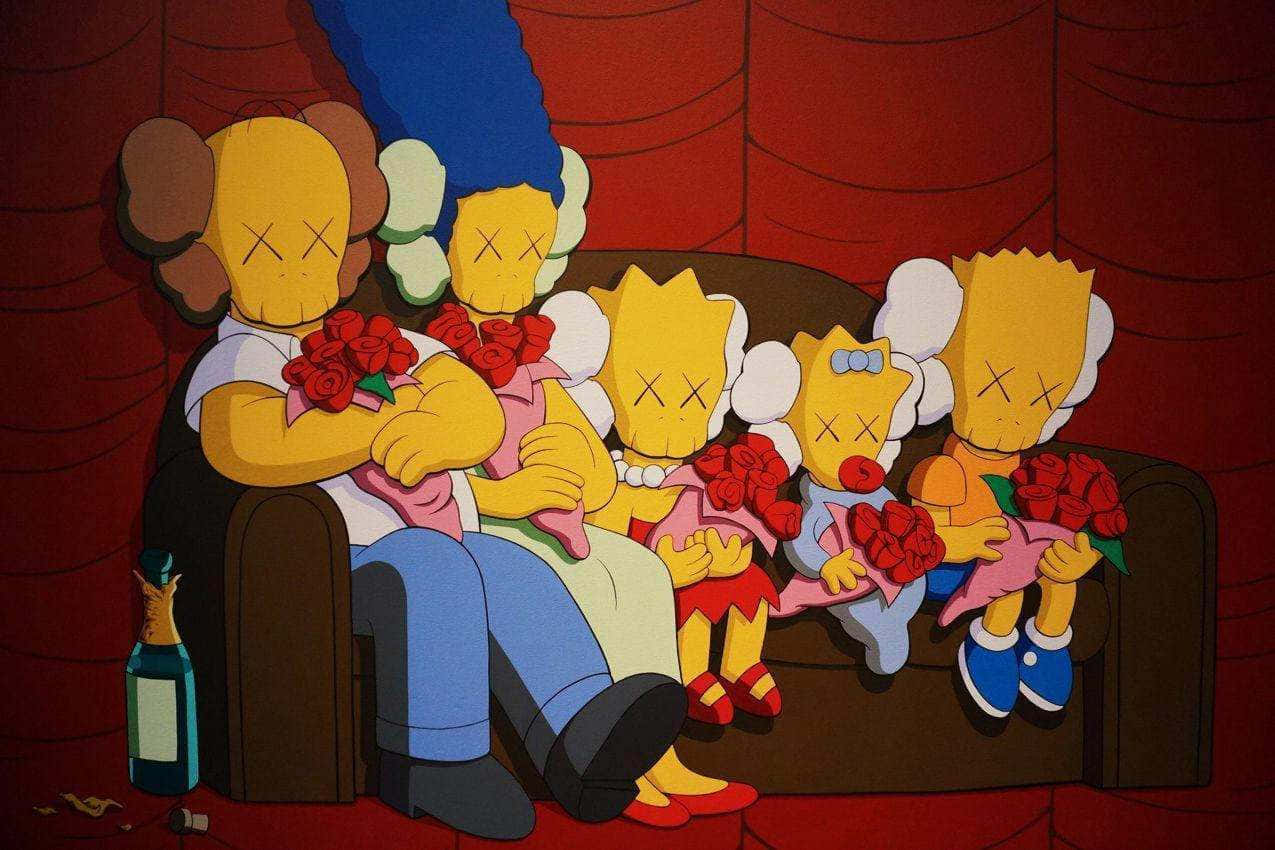 Kaws Simpsons Family On Couch Wallpaper