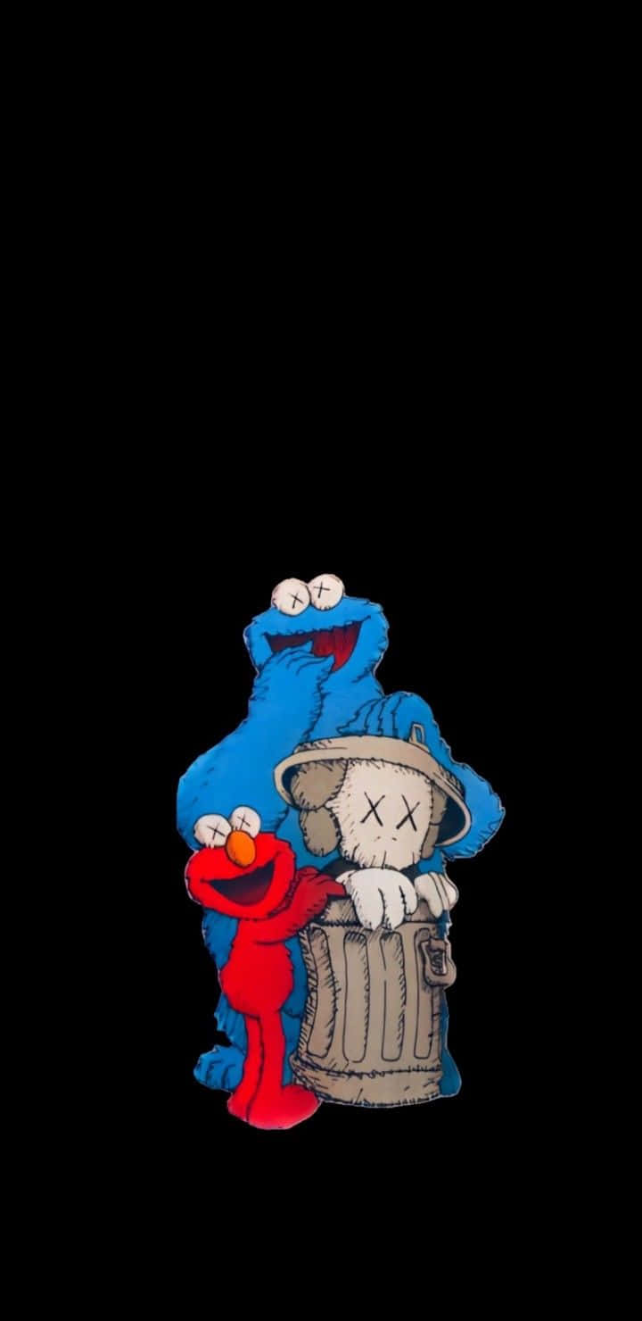 Kaws Styled Sesame Street Characters Wallpaper