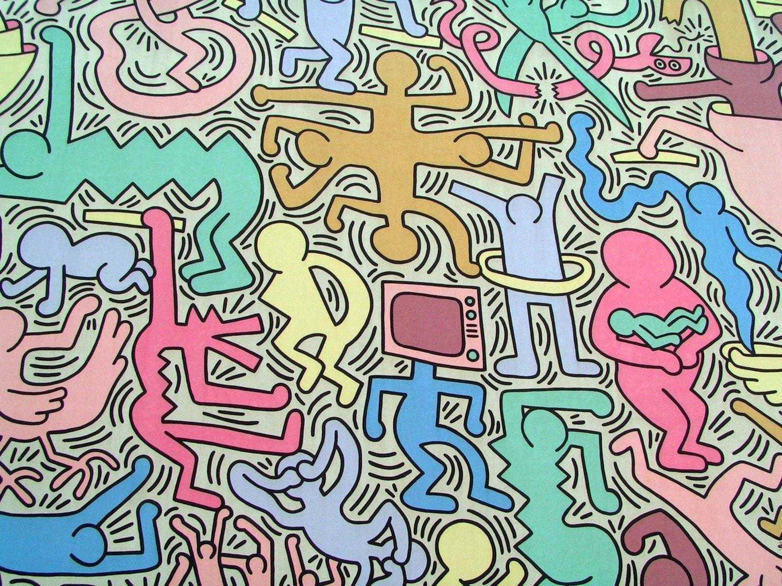 Keith Haring Inspired Pattern Wallpaper