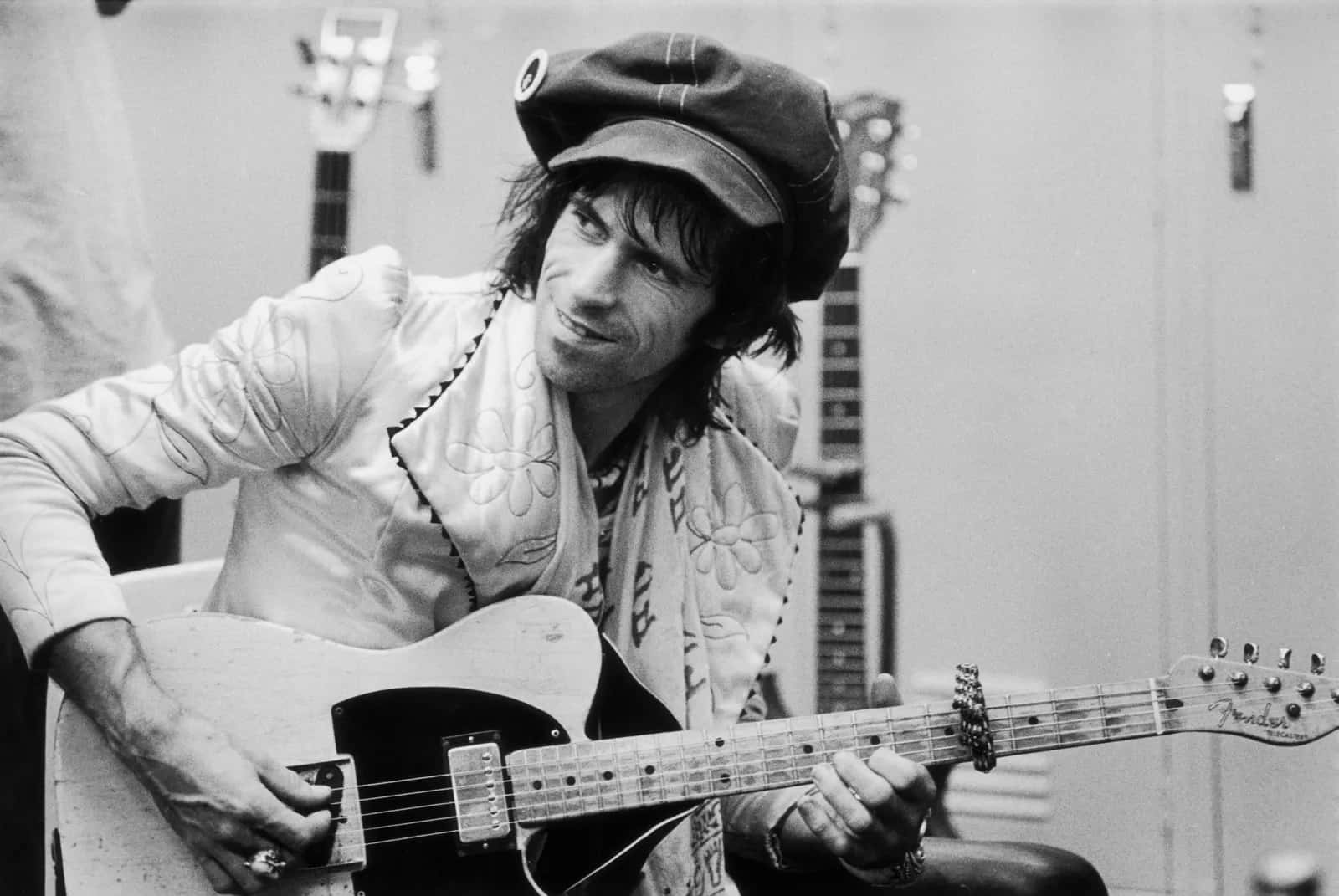 Keith Richards Guitar Session Vintage Wallpaper