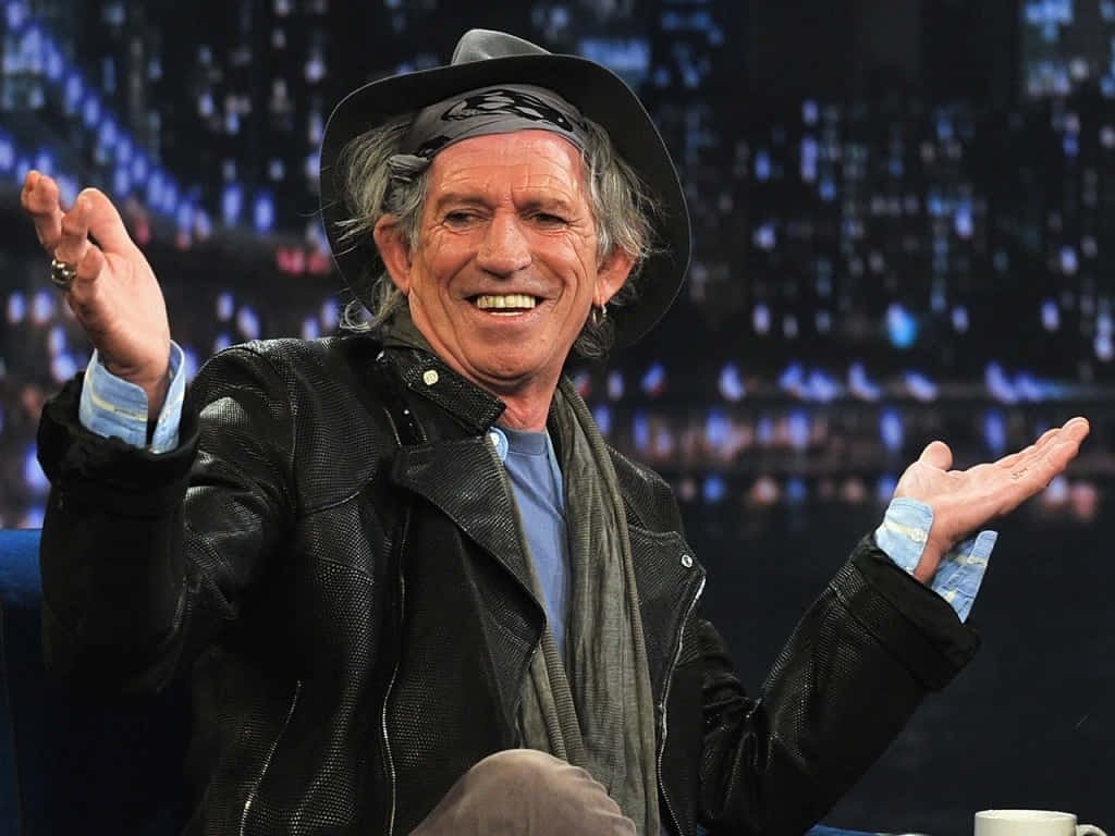 Keith Richards Smilingwith Hat Wallpaper