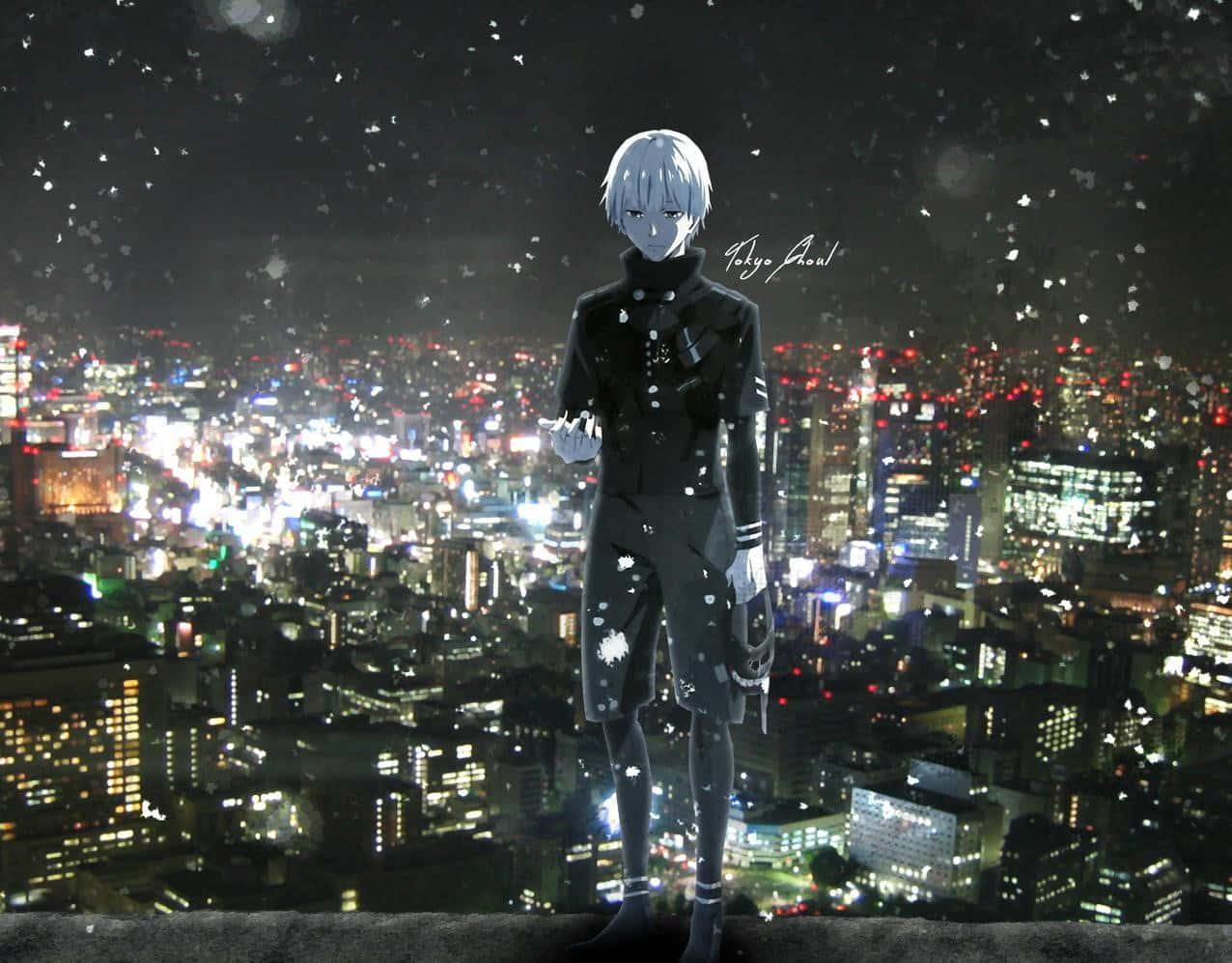 Ken Kaneki On City Tokyo Ghoul Anime Wallpaper