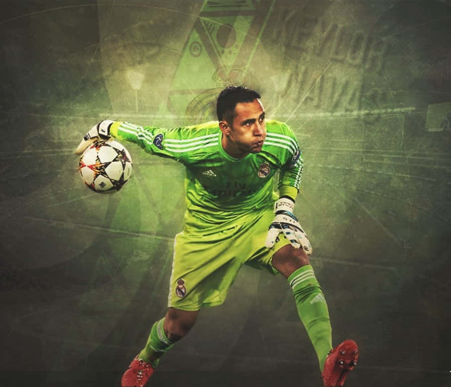 Keylor Navas In Action During An Intense Soccer Match Wallpaper