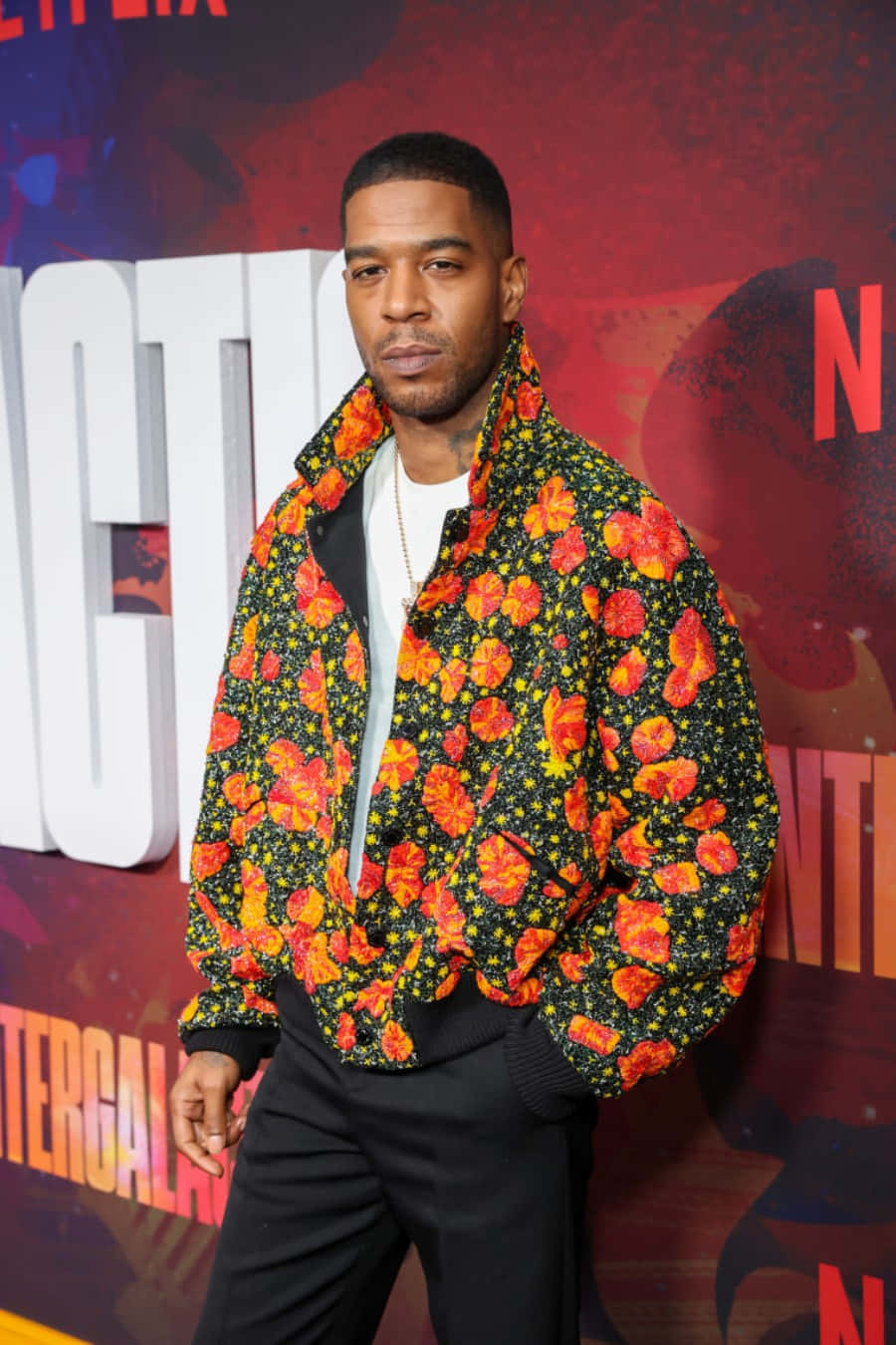 Kid Cudi Floral Jacket Event Wallpaper