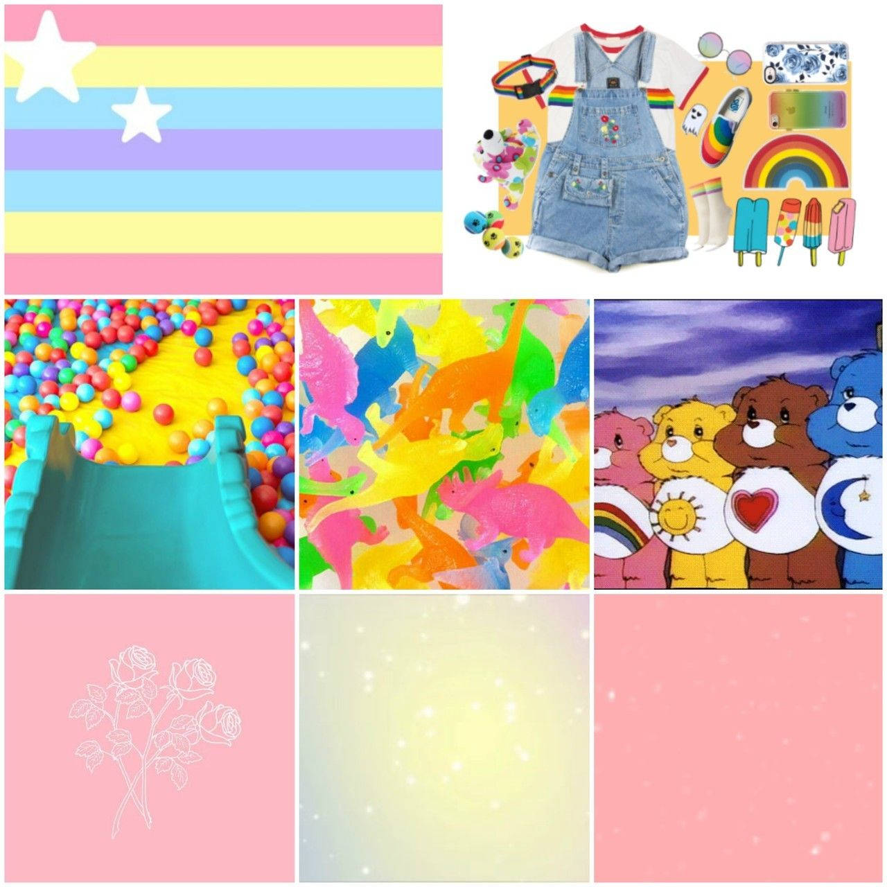 Kidcore Pastel Photo Collage Wallpaper