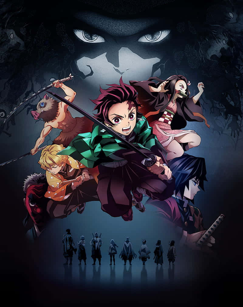 Kimetsu No Yaiba | Tanjiro, Zenitsu, And Inosuke & The Demon Slayer Group Wallpaper