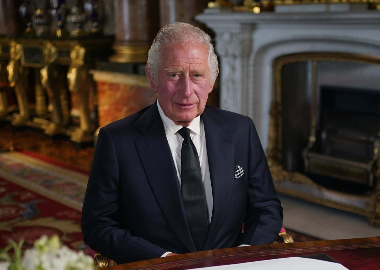 King Charles Iii At His Desk Wallpaper