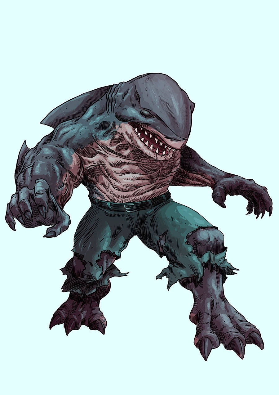 King Shark Nanaue Drawing Wallpaper