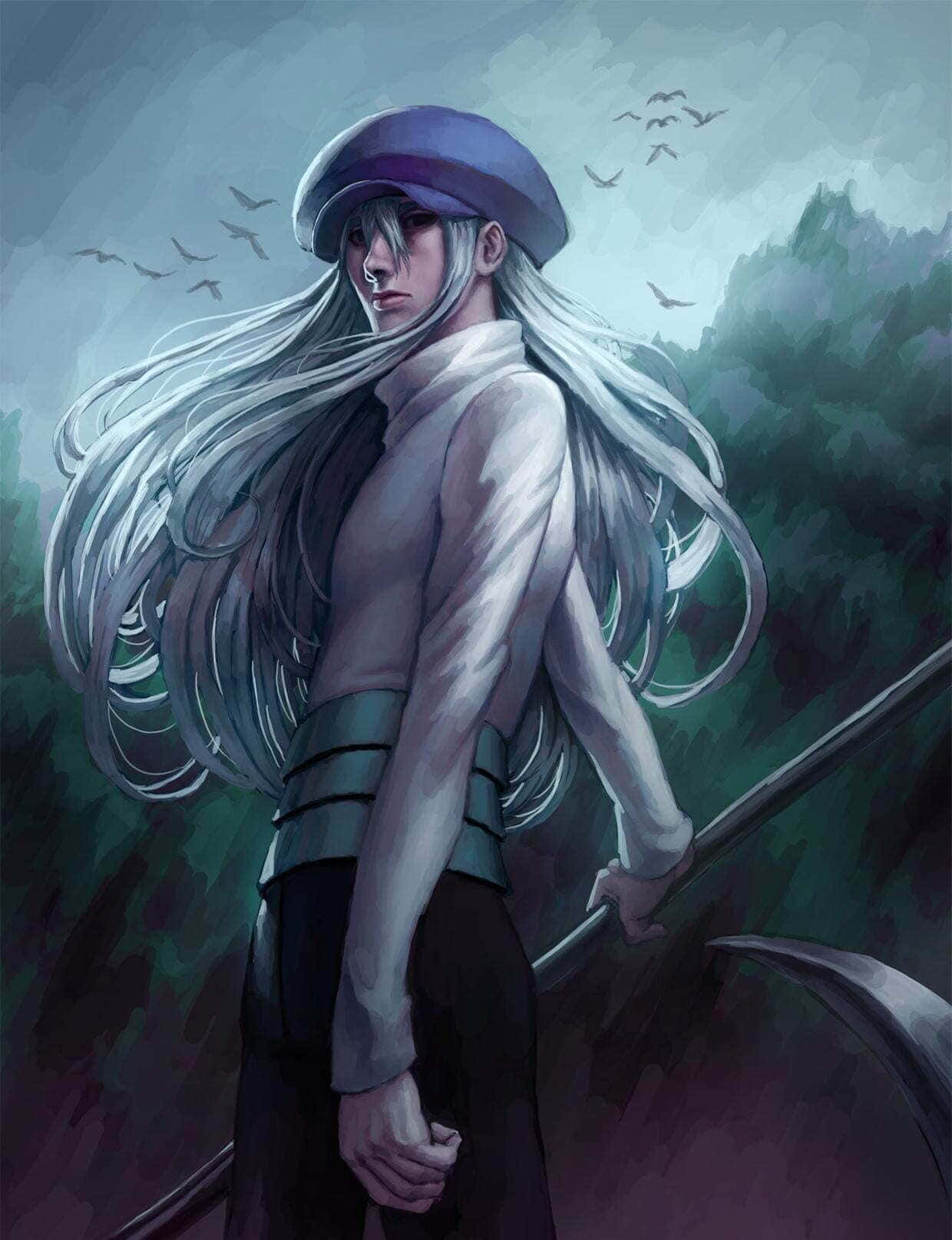 Kite From Hunter X Hunter Wielding His Weapon Wallpaper