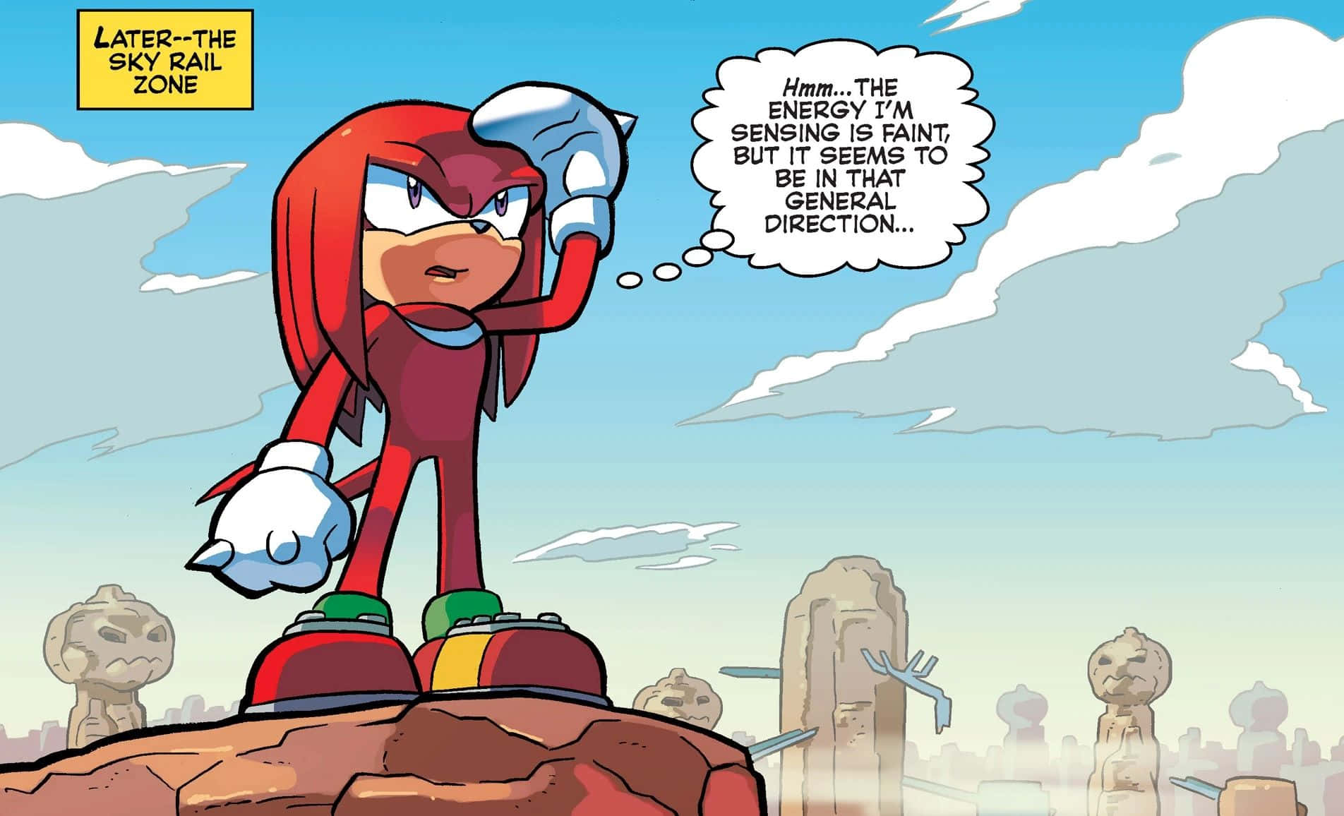 Knuckles Sky Rail Zone Comic Panel Wallpaper