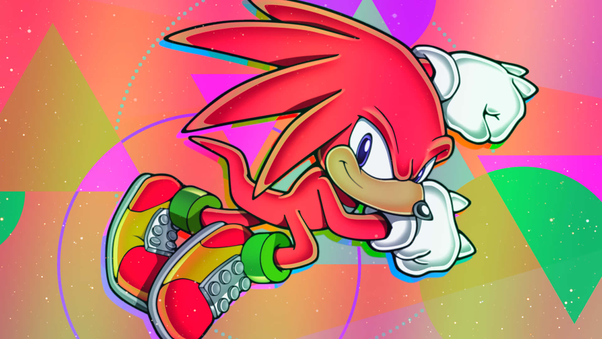 Knuckles The Echidna On Geometric Pattern Wallpaper