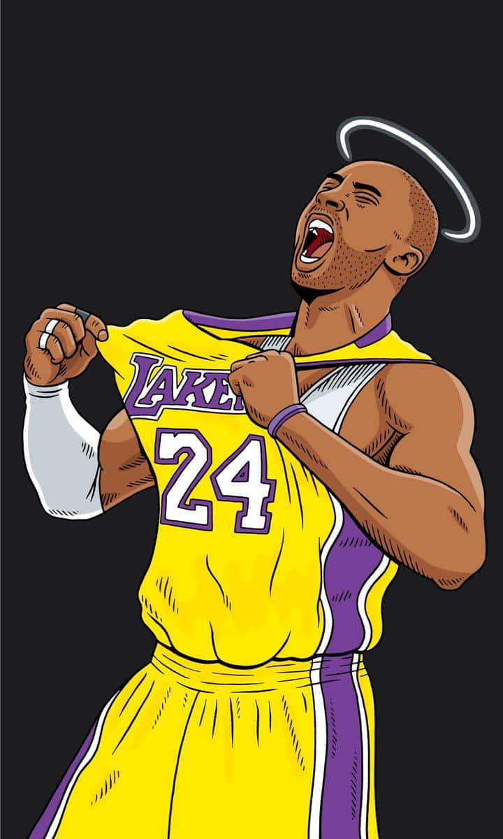 Kobe Bryant Cartoon Black Background Wallpaper