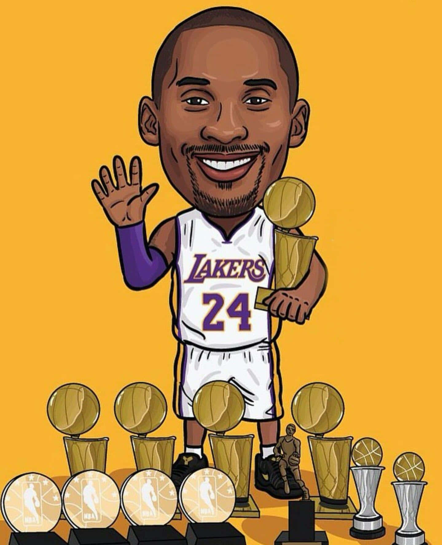 Kobe Bryant Cartoon Trophies Wallpaper