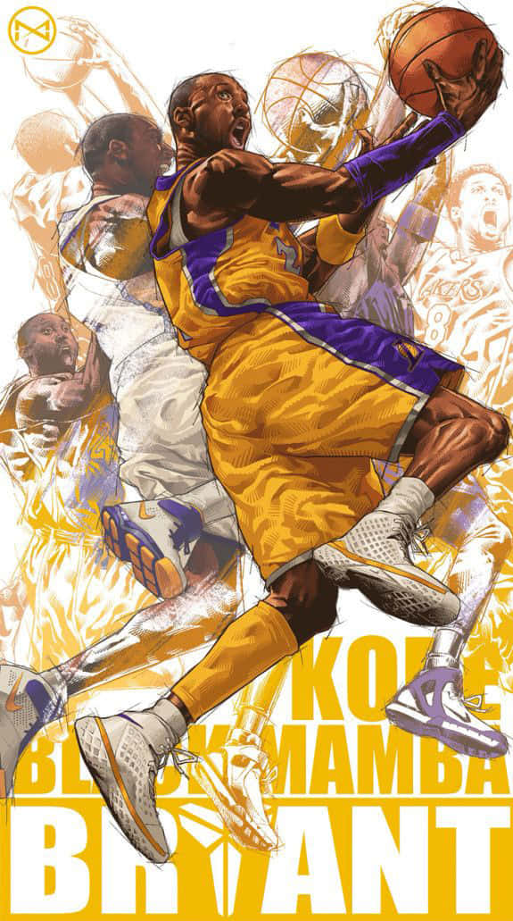 Kobe Bryant Shows His Legendary Moves In Cartoon Form Wallpaper