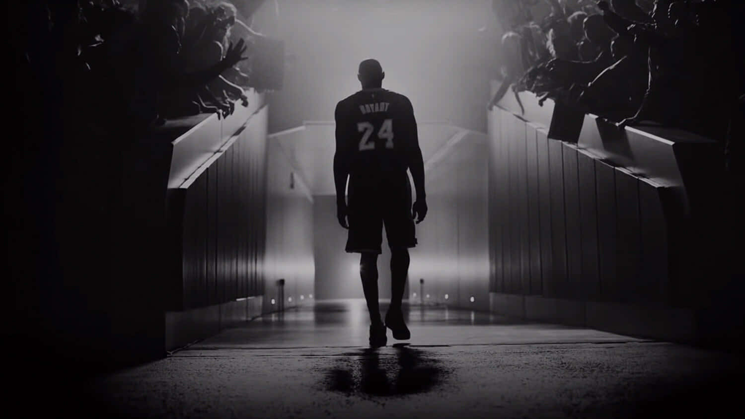 Kobe Bryant24 Walking Away Blackand White Wallpaper