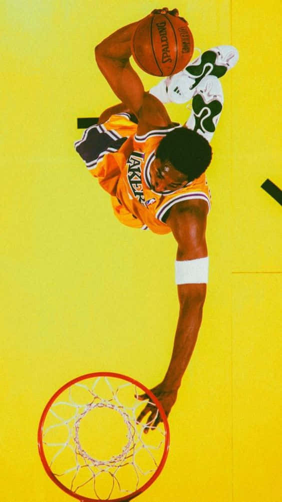 Kobe Dunking Plain Yellow Wallpaper