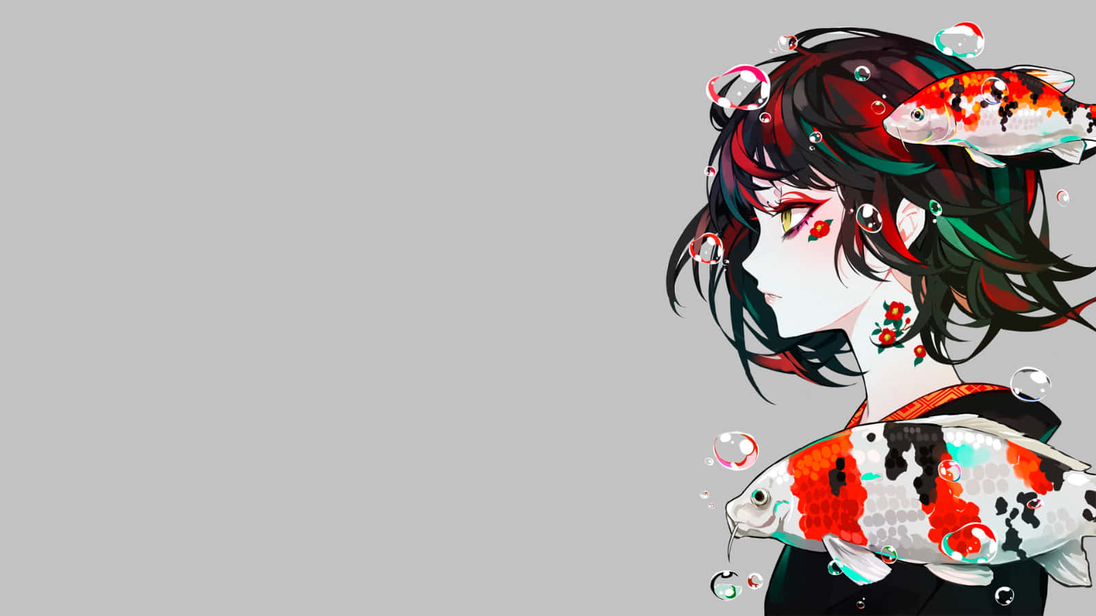 Koi Fish Girl Artistic Render Wallpaper