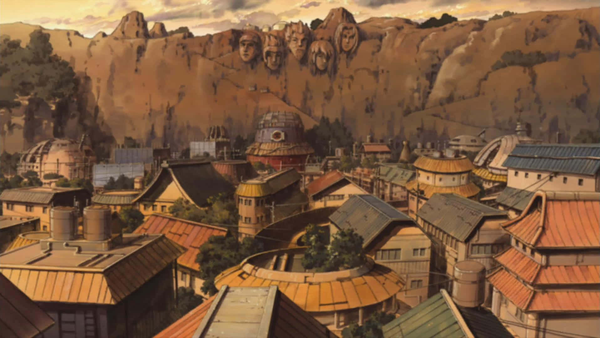 Konoha Hidden Leaf Village Hokage Rock Scenery Wallpaper