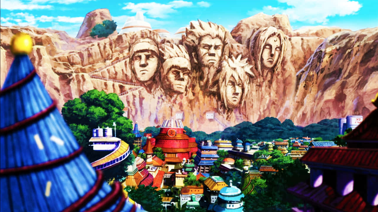 Konohagakuren Hidden Leaf Village Five Hokage Faces Wallpaper