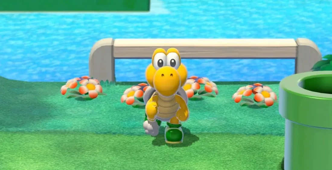 Koopa Troopa Standing Tall And Fierce In The Mushroom Kingdom Wallpaper