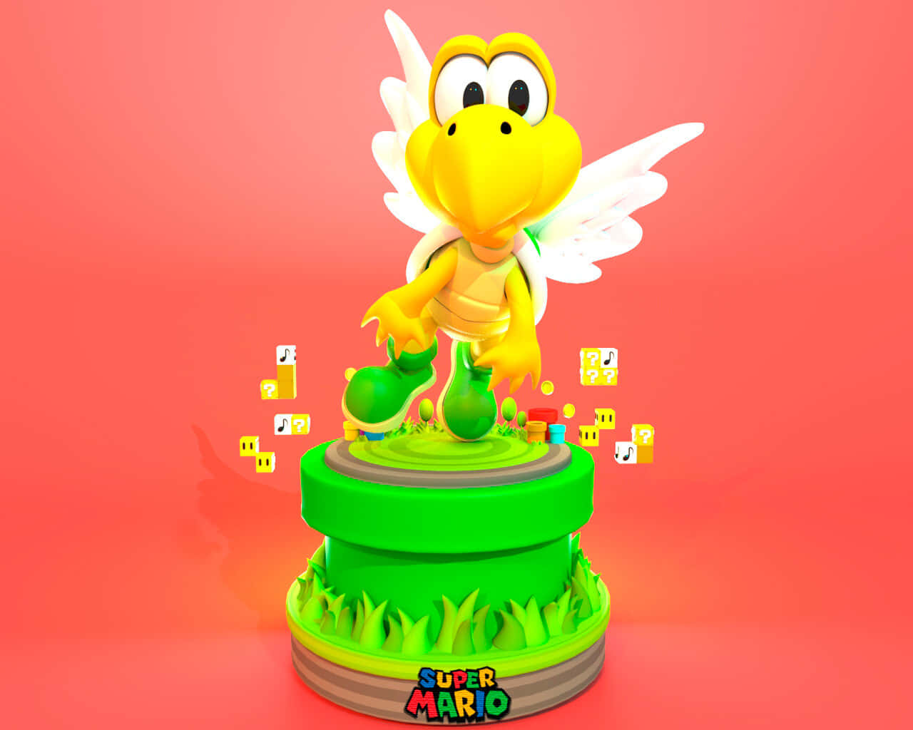 Koopa Troopa Stands Tall In Colorful World Wallpaper