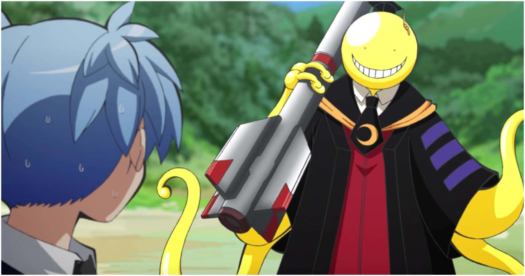 Koro Sensei Smiling In A Playful Manner Wallpaper