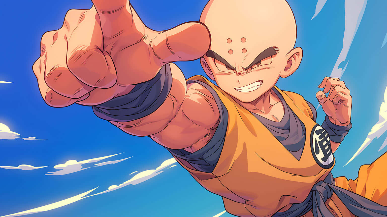 Krillin Power Punch Dragon Ball Art Wallpaper