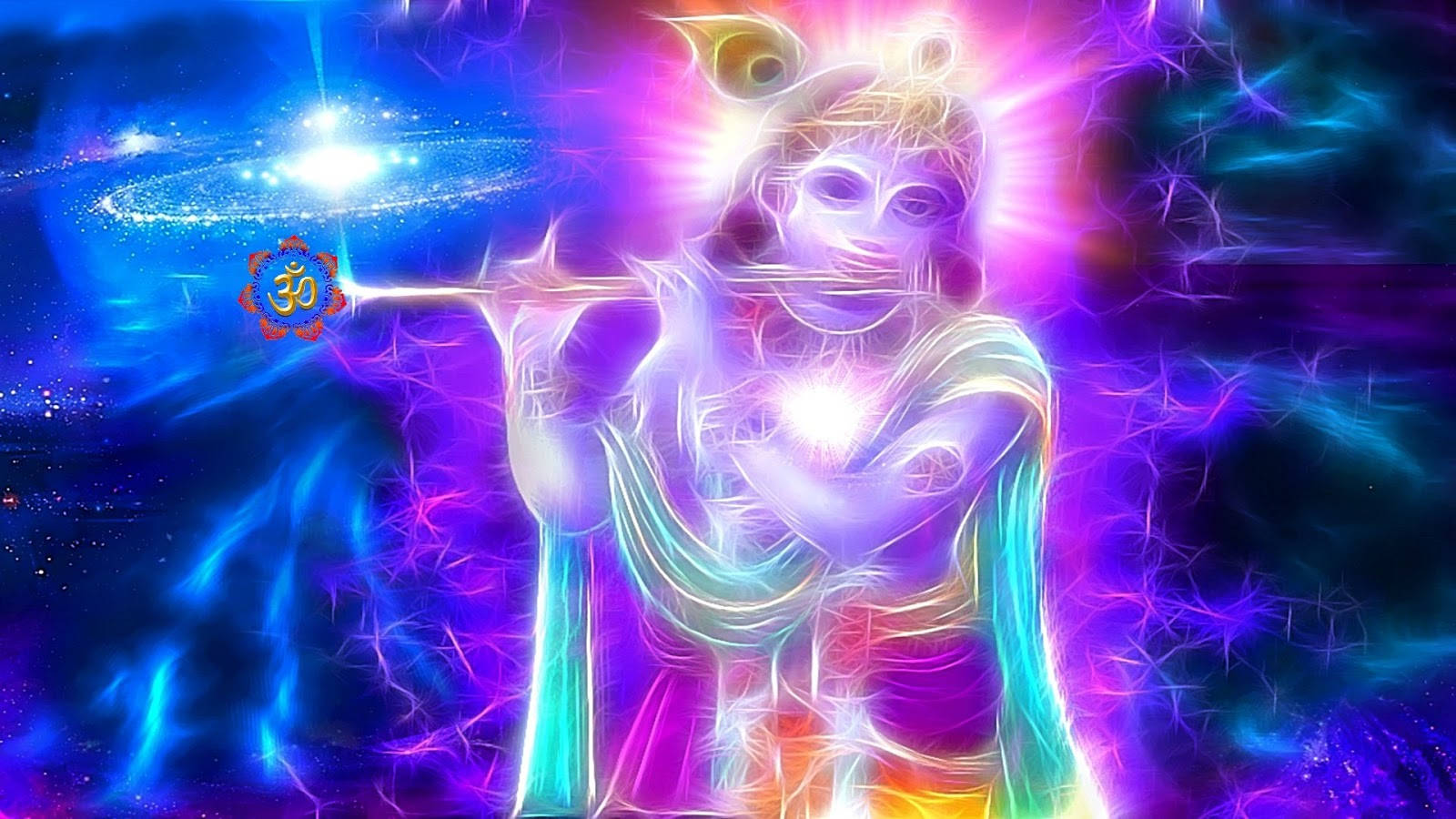 Krishna Bhagwan Glowing And Playing Flute Wallpaper